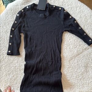 Alexander wang Elegant Black Button-Sleeve top sweater